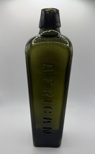 Vintage 1890s ~  AFRICAN T Co. Ltd GIN BOTTLE ~ OLIVE GREEN Antique Flower Vase picture