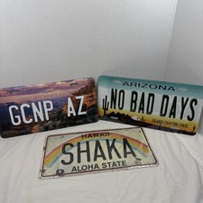 Arizona Grand Canyon & Hawaii Shaka Novelty License Plates Lot of 3 picture