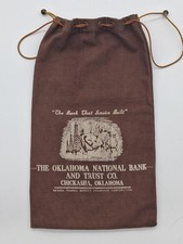 Vintage Oklahoma National Bank & Trust Deposit Bag Cotton & Oil Rig Chickasha Ok picture