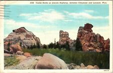 Cheyenne WY-Wyoming, Castle Rocks, Lincoln Highway c1938 Vintage Postcard picture
