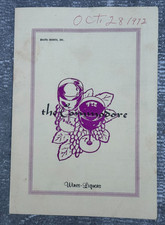 THE COMMODORE REALTY HOTELS BAR WINE & LIQUOR MENU 1972 HOTEL BAR RESTAURANTS picture