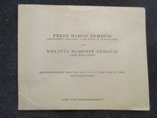WW2 WEDDING ANNOUNCEMENT: FELIX BARON NEMECIC / MELITTA VON OTTO. LUFTWAFFE 1944 picture