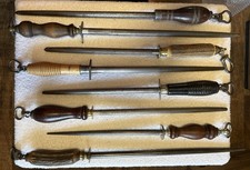 VINTAGE ANTIQUE LOT OF 8 HONING STEELS. VARIOUS MAKERS. LOOK picture