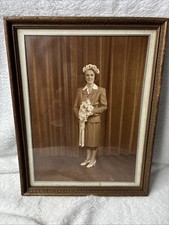 Vintage 1940s Bride Wedding Portrait Photo 8x10 Frey’s Utica NY Framed picture
