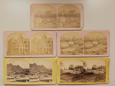 (5) Chicago Fire Illinois Stereoview Photographs picture