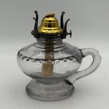 Macbeth-Evans Nu-Type Clear Glass Finger Oil Lamp Vintage Beaded Design picture