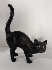 ANTIQUE BLACK CAT CAST IRON HUBLEY DOOR STOP **HALLOWEEN** picture