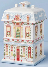 Lenox Holiday Village Christmas Cookie Jar Porcelain Figurine Home 🏠🎄 NIB picture