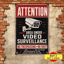 Thieves Beware Property Protected Security Warning Metal Tin Sign picture