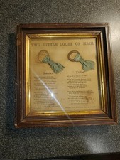 Antique 1800s Victorian Children Mourning Hair Style Ornate Wood Framed Signed picture