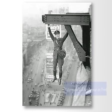 Odd New York City Police Officer Hanging from Skyscraper Girder Photo Print picture