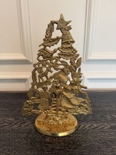 Vtg Banberry Solid Brass Christmas Tree Candle Holder 12