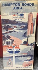 American Oil Road Map HAMPTON ROADS NORFOLK Virginia Newport News 1968 picture