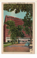 Linen Postcard Portland ME Eastland Hotel 1940's Cars Unposted-PP5 picture