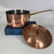 Vtg Paul Revere 1801 USA Saucepan Solid Copper Pot Lid Signature Collection 2 Qt picture
