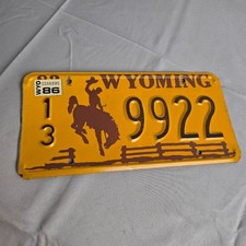 Vintage 1986 Wyoming License Plate 13-9922 Converse County Bucking Horse picture