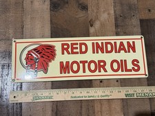 Vintage Style Red Indian Motor Oil Advertising Porcelain Sign picture