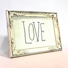 Vintage Intercraft 5x7 Picture Frame Ornate Cream Distressed Farmhouse LOVE Sign picture
