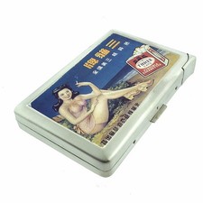 Novelty Chinese Cigarette Ad Cigarette Case w/Built in Lighter Metal Wallet picture