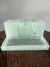 Vintage Popular Bath Jade Green Marble Resin/Lucite 4-Section Vanity Tray picture
