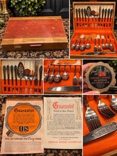 1847 Rogers Bros IS Silverplate Flatware Set in Wood Box picture