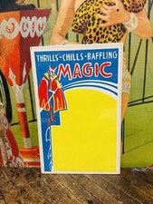 VINTAGE C. 1930 THRILLS CHILLS BAFFLING MAGIC POSTER SIGN DEVIL SATAN CARNIVAL picture