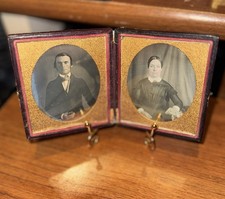1/6th Plate Double Daguerreotype Images, Mid 1800’s Original, Double Case. picture