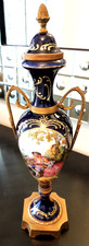Antique French Gilt Metal base Mounted Hand Painted Porcelain Vase 14”  France picture