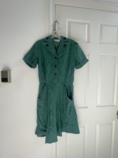 Vintage 1960s Official Girl Scout Green Uniform Dress Green Pockets Size 10 picture
