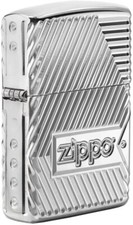 Zippo Armor High Polish Chrome Bolts Design Deep Carved 29672 picture