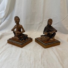 Vintage Mexican Paper Mache Folk Art Figurines Peasant Couple Market Vendors Set picture