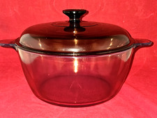VTG Corning Vision Ware Pyrex Amber 5Qt 4.5L Dutch Oven Stock Pot With Lid VGUC picture
