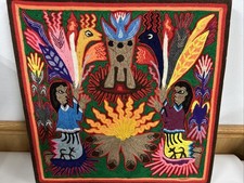 Indigenous Yarn Art from the Huichol Indians of Mexico  12inch by 12 inch  picture