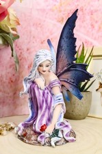 Ebros Silver Haired Winter Fairy Holding Red Rose Figurine Fairy Garden picture
