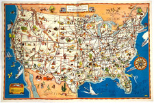 1933 HUGE CARTOON MAP OF U.S.A. - 20