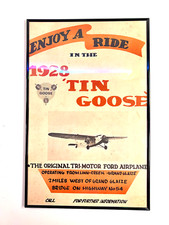 1928 Hand Painted Plane Ride Poster Tin Goose linn creek MO grand glaize picture