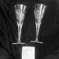 2 Waterford Crystal Millennium Collection Champagne Flutes Set of 2 Signed 9.25