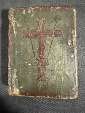 18th–Early 19th C Antique Greek Orthodox Folding Travel Icon Triptych Saint Geor picture
