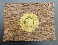 c1910 L20 Wesleyan University College Seal Tobacco Leather Antique picture