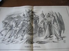 1901 Original POLITICAL CARTOON - FATHER TIME w NEW YEAR BABY Peace War Appeal picture