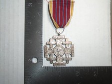 Vintage 925 STERLING Vatican Jerusalem Pilgrim Cross/Holy Land Medal Leo XIII picture