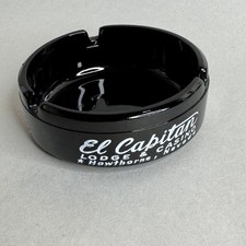 Vintage El Capitan Lodge & Casino Hawthorne Nevada Black Glass Ashtray picture