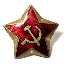 USSR Soviet Red Star Badge Hammer Sickle Vintage Military Militaria Insignia picture