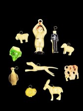 Vintage Japan Miniature Celluloid Charms Figures Animals Cracker Jack Era Set 10 picture