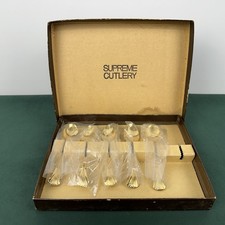 Vintage Supreme Cutlery Gold Plated Demitasse Spoons Set of 5 picture