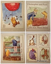 RARE Vtg Classic Winnie Pooh 100 Acre Wood Stamp Sticker Sheet 14pc NOS Disney picture