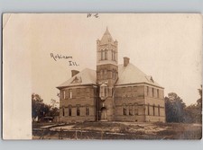 c1908 Public School 1887 Building Robinson Illinois IL RPPC Real Photo Postcard picture
