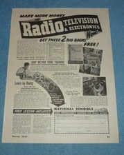 Antique 1945 Ad Turner Microphones + National Schools Radio & Televsion  picture
