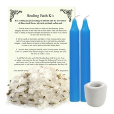 Healing Bath Ritual Spell Kit w/ Candles, Holder, Herbal Salts and Instructions picture