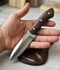 1095 Carbon Steel Hunting Knife 4.5  Full Tang Rosewood Scout Carry Sheath picture